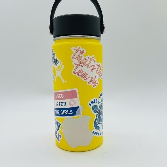 HYDRO FLASK 16 OUNCE WIDE MOUTH LEMON YELLOW WITH STICKERS WATER BOTTLE - Picture 3 of 10